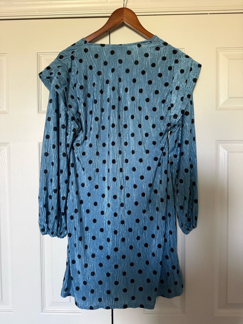 Zara Blue with Black Polka Dots Mini Dress size m - Picture 6 of 7